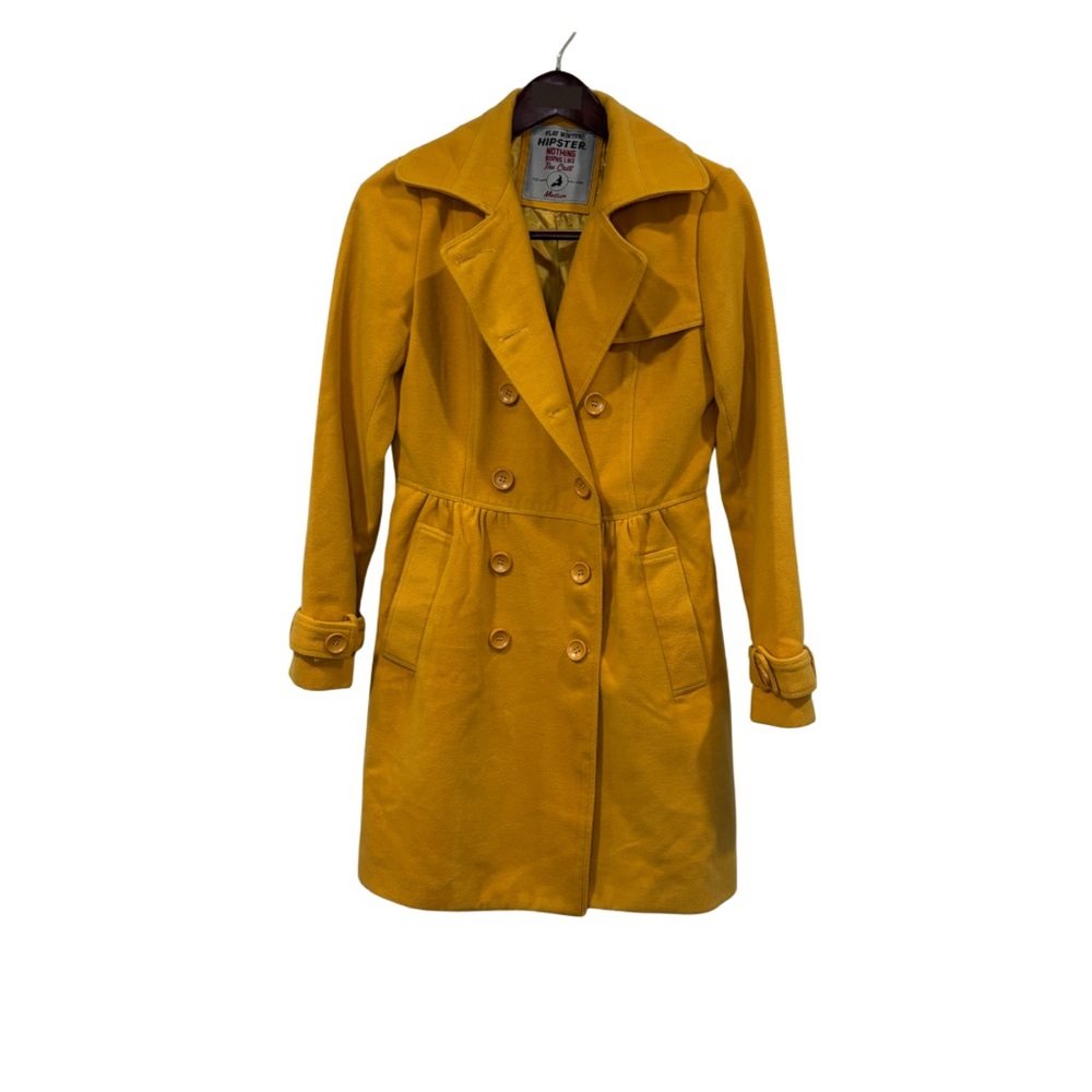 Mustard Double-Breasted Women's Coat Size Medium